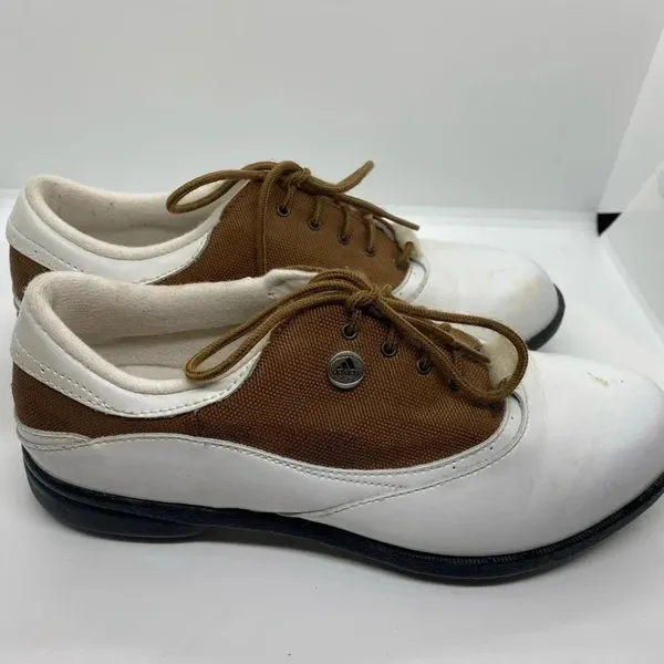 Adidas Spiked Lace Up Women’s White Brown Golf‎ Shoes Size 7 - Image 5