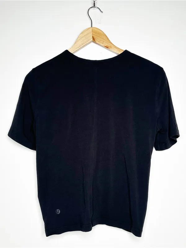 Lululemon Black Crescent Twist Front Pima Cotton T-Shirt Size 4 - Image 6