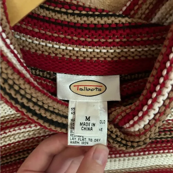Vintage Talbots Striped Ribbed Knit Turtleneck Sweater Long Sleeve Size Medium - Image 2