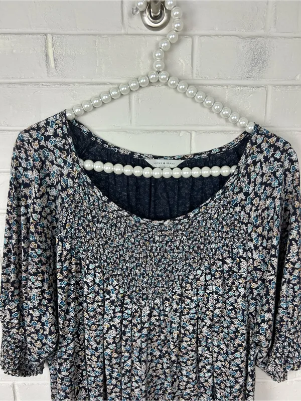 Lucky Brand Floral Peasant Top Size L - Image 3