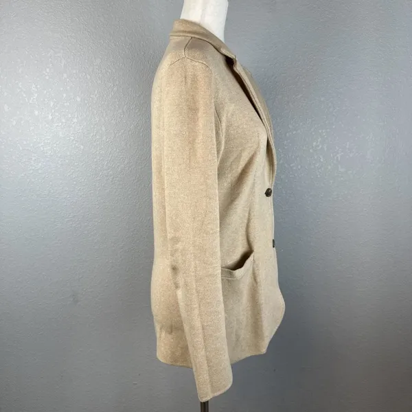 J. Crew Mercantile Womens 2 Button Sweater Blazer Size‎ S Beige 100% Cotton - Image 5