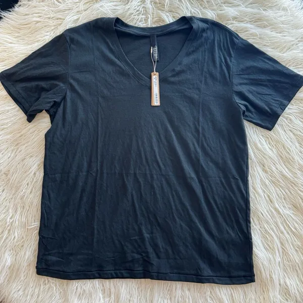 Skims Threadbare Cotton V-Neck T-Shirt Soot Size Large - Image 2