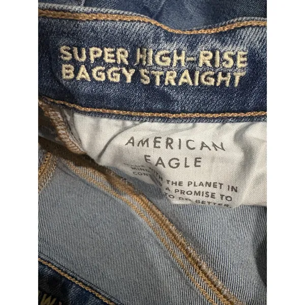 American Eagle Super High Waisted Baggy Straight Cargo Jean Women’s 4 Regular - Image 5