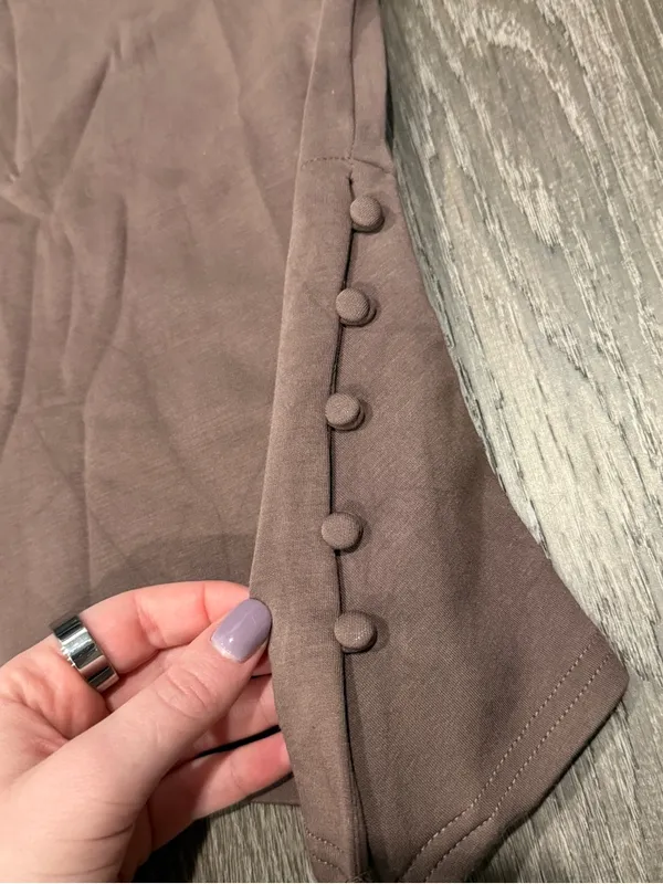 edikted Brown Strapless Asymmetrical Top - Image 4