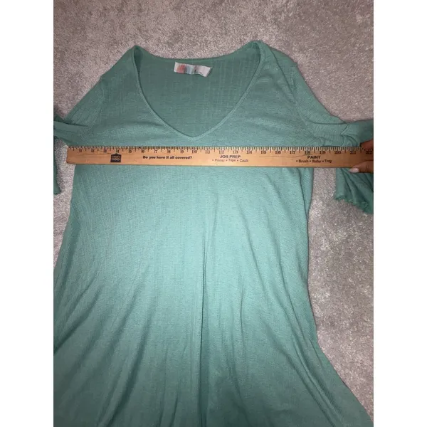 Free People Beach Seashore Mini Dress Women Xs Green Mint Ruffle‎ Sleeve Boho - Image 6