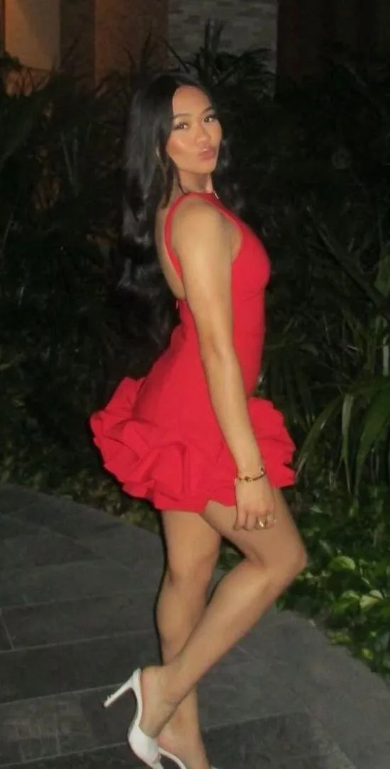 Zara bodysuit dress Red Ruffle skirt bodycon formal evening date coctail - Image 2