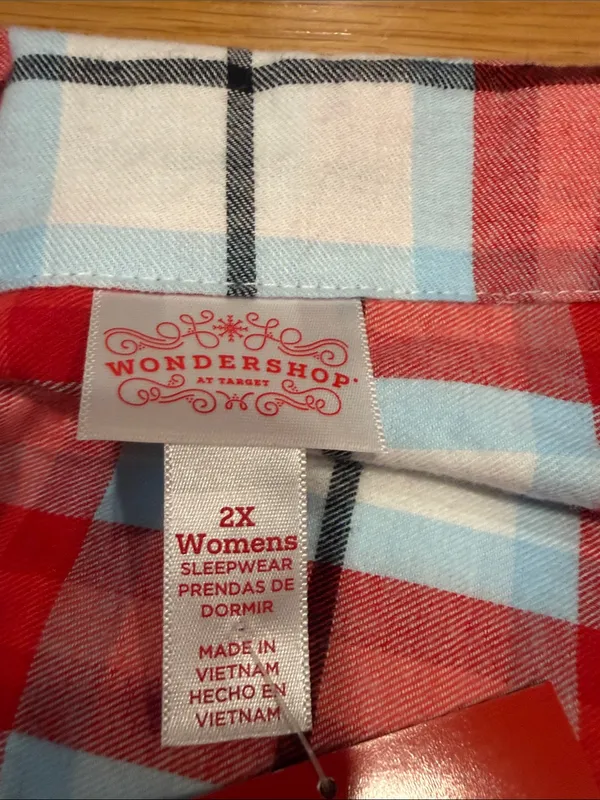 NWT wondershop womens plaid cotton pajamas set size 2X . - Image 2