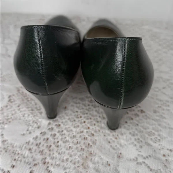 Vintage Manfield France high end leather dark green heels sz 8.5 - Image 6