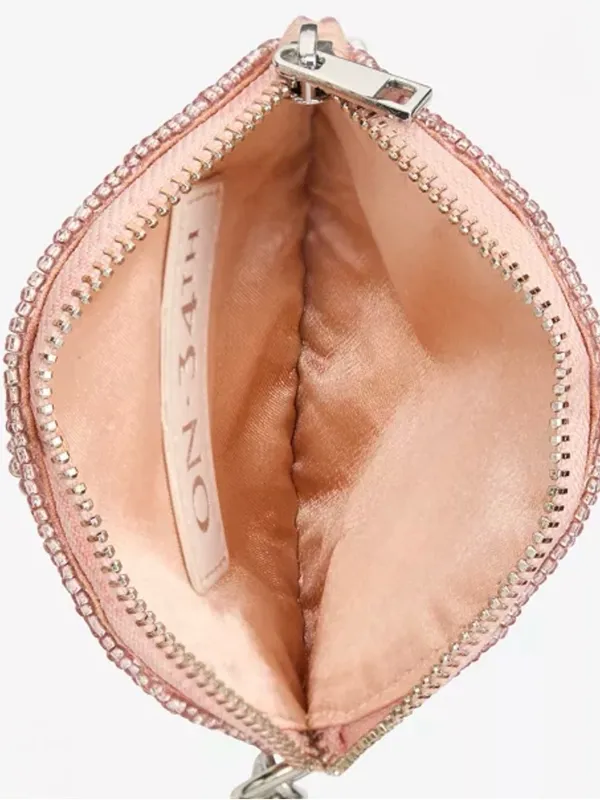 On 34th Hand Beaded Round Pink with White Bows Coin Purse - Image 3