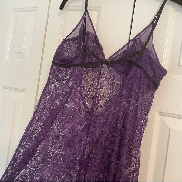 Victoria’s Secret Purple Slip Dress Allover Lace Sz Large Intimates Mini Dress - Image 7