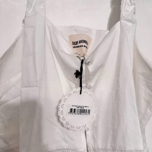 Djerf Avenue Airy Poplin Buttoned Top White Lace - Image 10