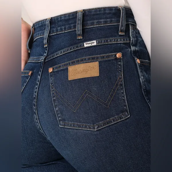 NWT Wrangler Wild West 603 Indigood High Rise‎ Straight Blue Wash Size 25 x 28 - Image 2