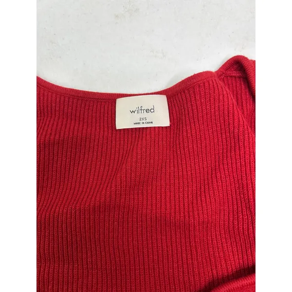 Aritzia Wilfred Tuscany Bodycon Ribbed Midi Dress in Red. Size XXS - Image 5