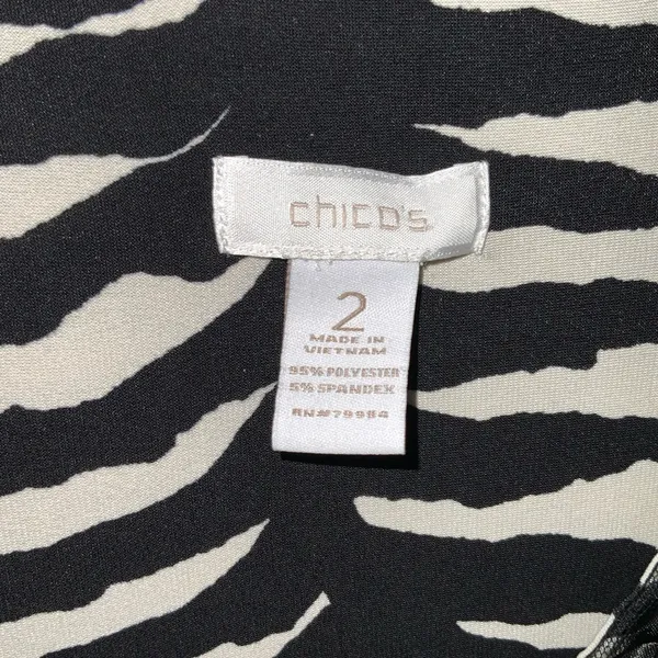 Chico’s Brown & Cream Zebra Sleeveless V Neck Bejeweled Maxi Stretchy Dress L - Image 8