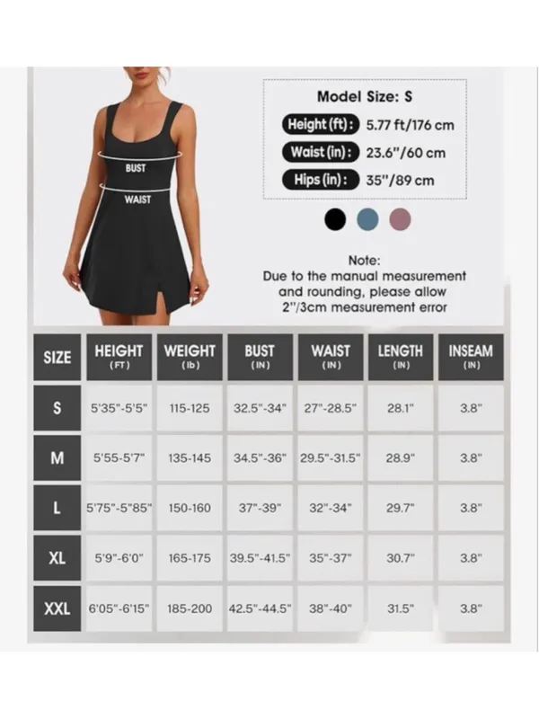 NEW Active Tennis Dress Built in Shorts Adjustable Straps Athletic M - Image 5