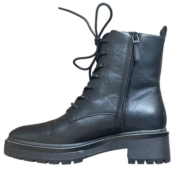 Tory Burch Miller 50mm Black Leather Lug Sole Combat Boots Size 8 - Image 6