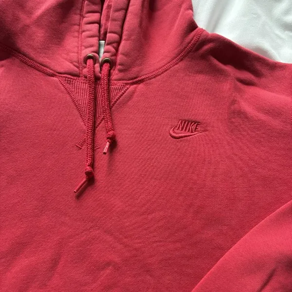 VTG Y2K‎ Nike Womens Size Large Top Sweatshirt Hoodie Red Drawstring Pockets 90s - Image 3