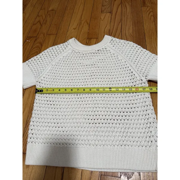 Varley Alva Knit Short Sleeve Sweater in Egret Size Medium - Image 8