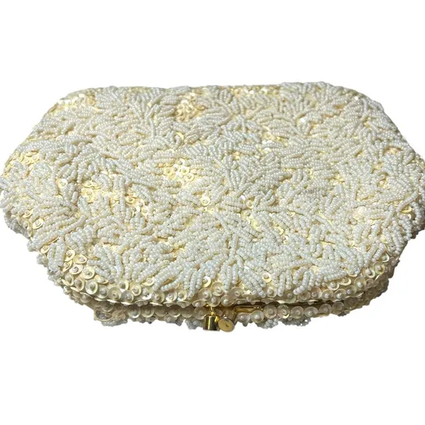 Vintage 1960s bag purse beaded sequined clutch La Regale Fairy Wedding Victorian - Image 4