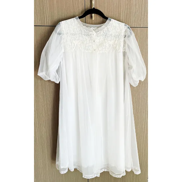 VTG Radcliffe 40s MCM Sheer Lace Babydoll Robe Gown Boudoir *READ* Coquette - Image 2