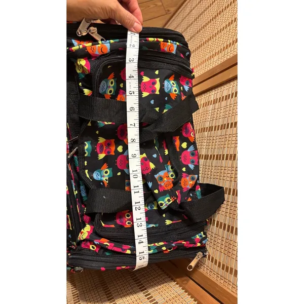 & Other Stories Adorable Colorful Owl pattern zippered weekender tote duffel gym bag - Image 6