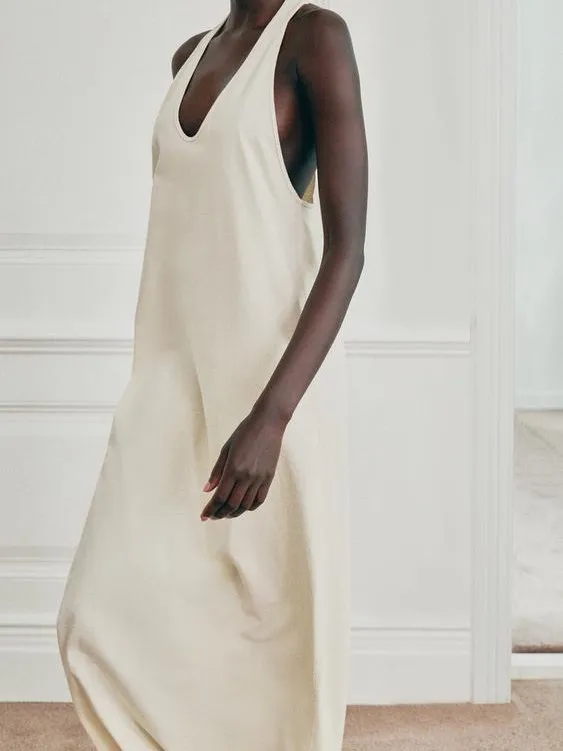 Title: NWT Zara Ecru White 100% Cotton Racerback Maxi Dress Size M - Image 8