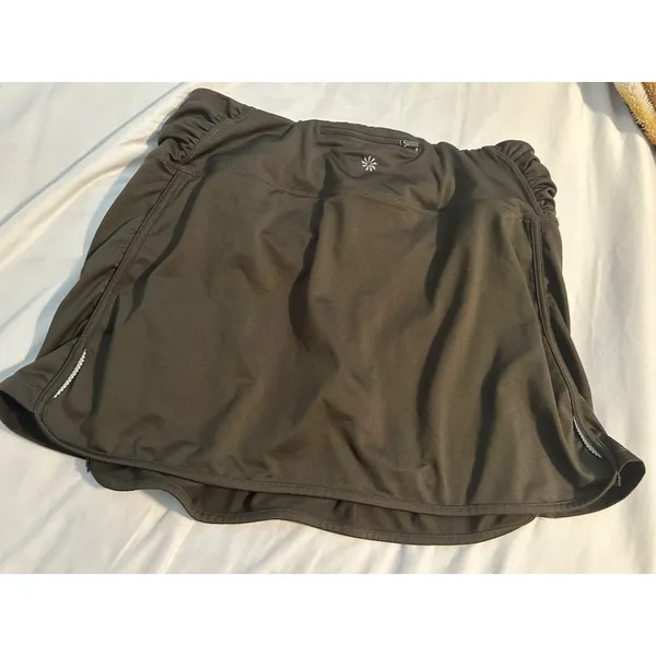 Athleta XL Brown Ruched Active Skort With Built-In Shorts &‎ Side Slits - Image 4