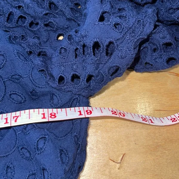 Misa Los Angeles Womens Off The Shoulder Eyelet Ruffle Cropped‎ Top Blue XL NWT - Image 7
