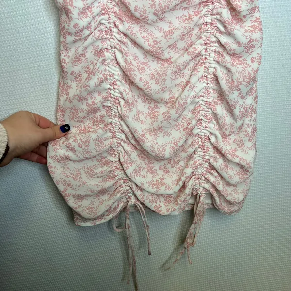 Princess Polly Ivy Hollow Pink Floral Ruched Mini Dress‎ Spaghetti Straps Size 6 - Image 6