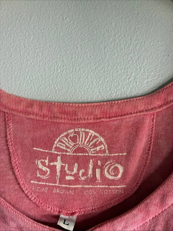 Vintage Produce Studio Pink Cotton Maxi Dress L Lagenlook Art to Wear - Image 3