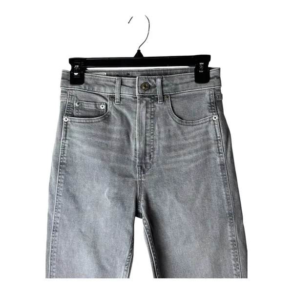Gap Jeans Women 26 Gray Denim‎ Vintage Slim Sky High Ankle Raw Hem Streetwear - Image 5