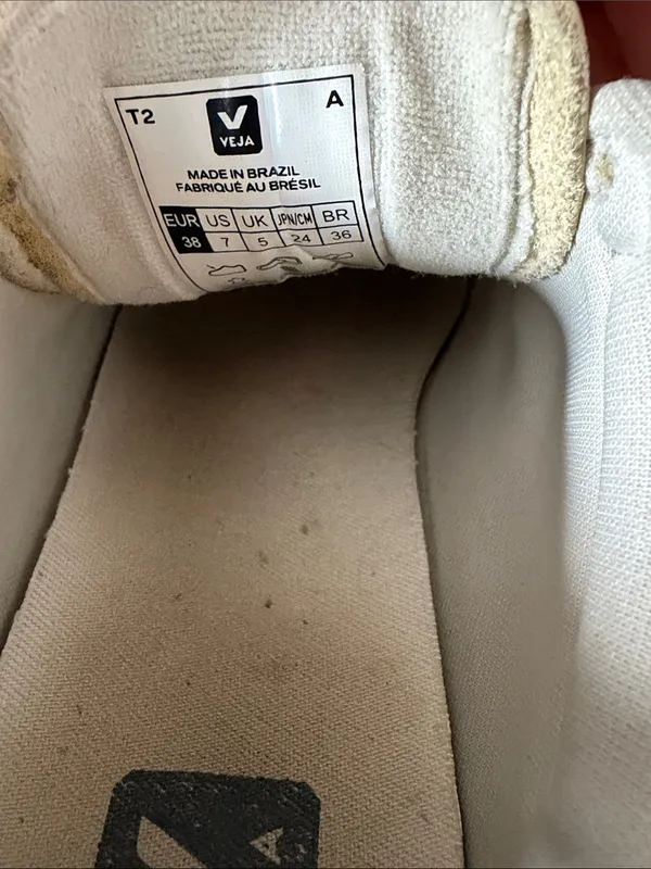 VEJA Campo Sneakers Women’s 7 White Leather Beige Suede V Logo Low Top Shoes - Image 6