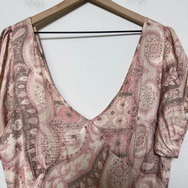 Tularosa VRG GRL Women Paloma Bias Babydoll Maxi Dress XL Pink Paisley Patchwork Ethereal - Image 5