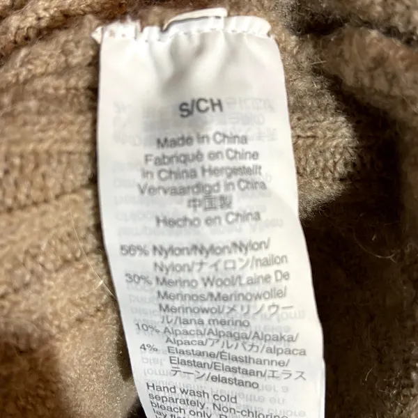J.Crew Alpaca Sweater Merino Wool Knit Mock Neck Ribbed Hem Pullover Tan Small - Image 4