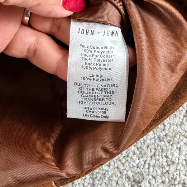 John + Jenn Moto Jacket‎ Women L Brown Faux Suede Biker Asymmetrical Zip Coat - Image 6