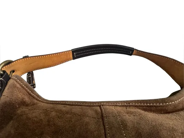Coach D3S-9503 Suede Leather Shoulder Bag Handbag Brown Vintage - Image 6