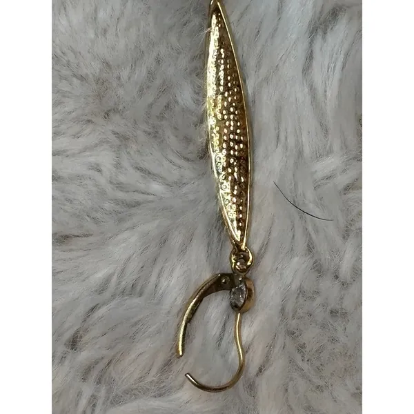 Gold Tone Marquise Pave Crystal Lever Back Drop Earrings Clear Rhinestone - Image 2