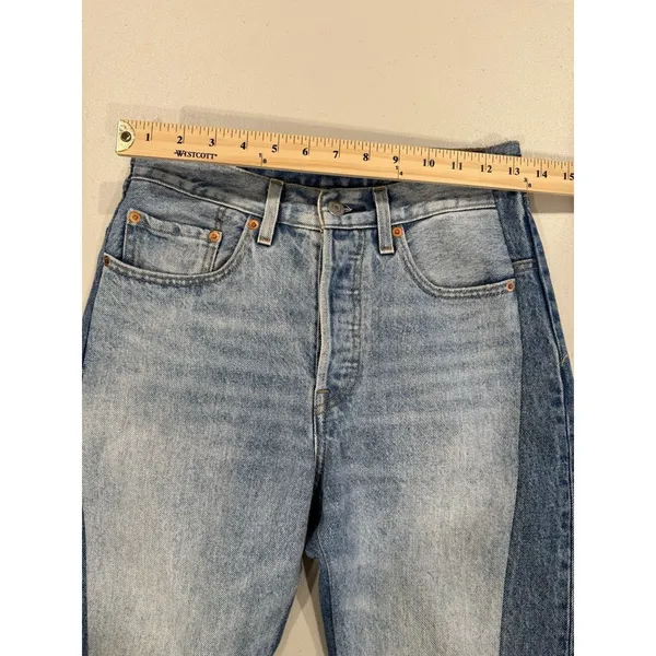 Levis 501 Two-Toned Straight Leg Jeans Womens 26" Cotton Button Fly Indie Travel - Image 7
