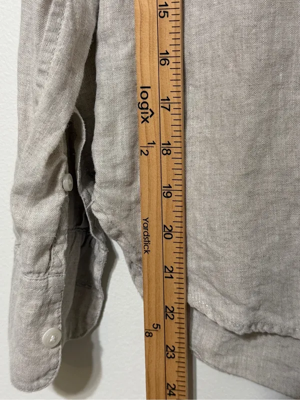 J. CREW Baird McNutt Irish Linen Button Shirt Khaki Coastal Beige Preppy Size 4 - Image 10