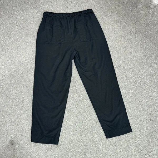 Gap Woven Slouchy‎ Pull On Crop Pants Black XS Ruffle Drawstring Waist High Rise - Image 4