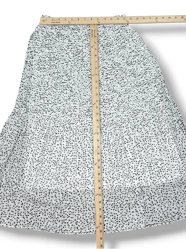 WD.NY Pleated Polka Dot Maxi Skirt White Black Small Long Chiffon Elastic Waist - Image 13