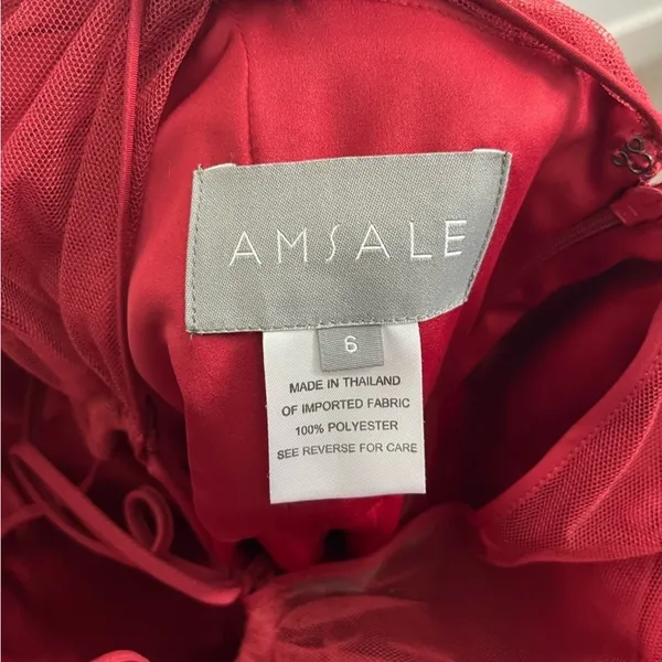 NWT Amsale Aliki Crimson Bridesmaid Dress Size 6 - Image 3
