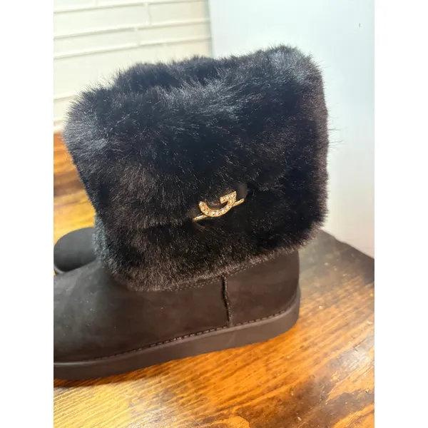G By Guess Black Faux Fur Trim‎ Boots Size 6.5 - Image 5