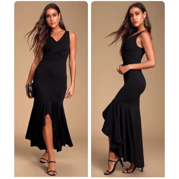 Lulus Black Noreen Sleeveless High-Low Maxi Dress Size Large - Image 2
