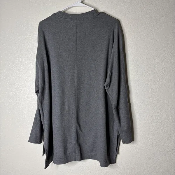 Pact Organic Cotton Long Sleeve Oversized T-Shirt Gray M/L Crew Neck Seam Detail - Image 6