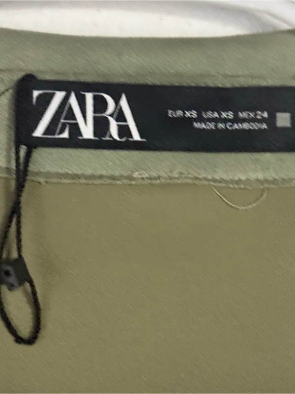 Zara Jacket Women XS Olive Green Faux Suede Utility Overshirt Button Front Soft - Image 2