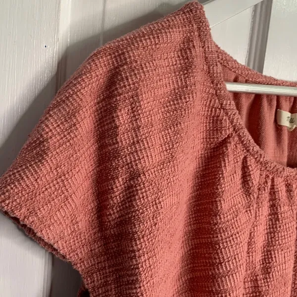 Madewell Ivy Textured Thread Knit Top Mauve Cap Sleeve Pullover W-497 Sz XL - Image 4