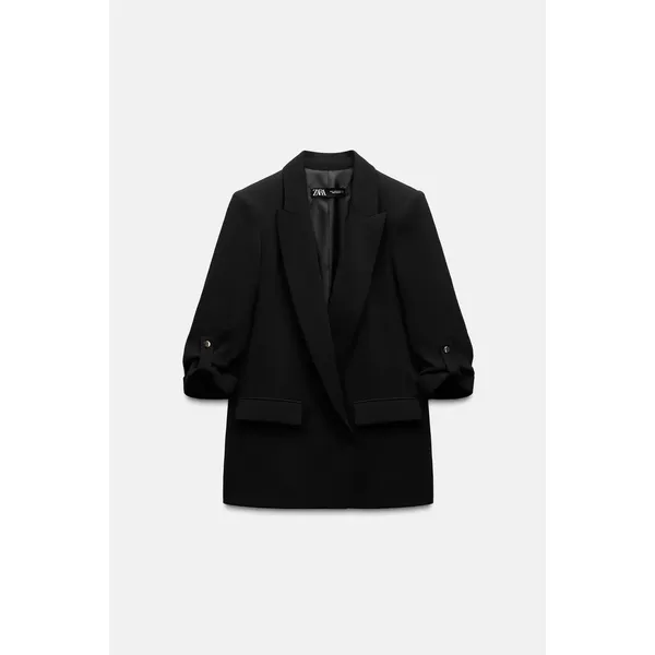 Zara Basic Women's Black Long Sleeve Business Open-Front Blazer Jacket Size S - Image 3
