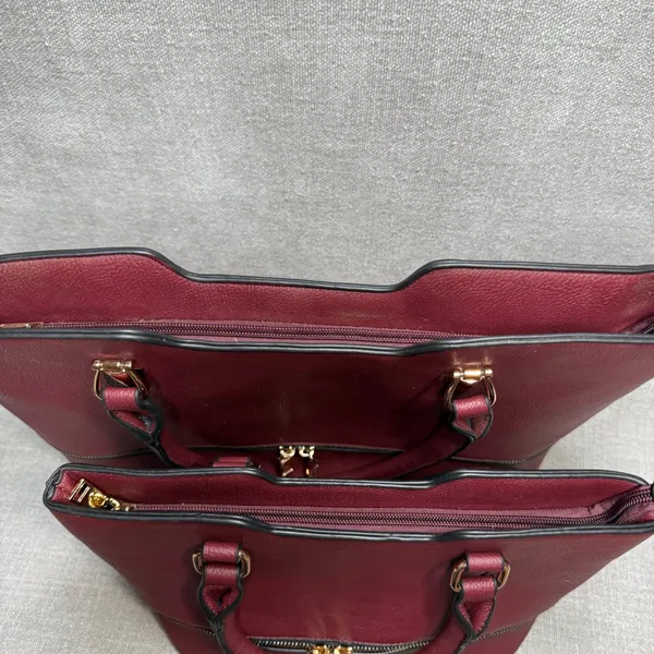 3 Piece Handbag Set‎ Burgundy Maroon Vegan Leather Tote Satchel Crossbody - Image 7