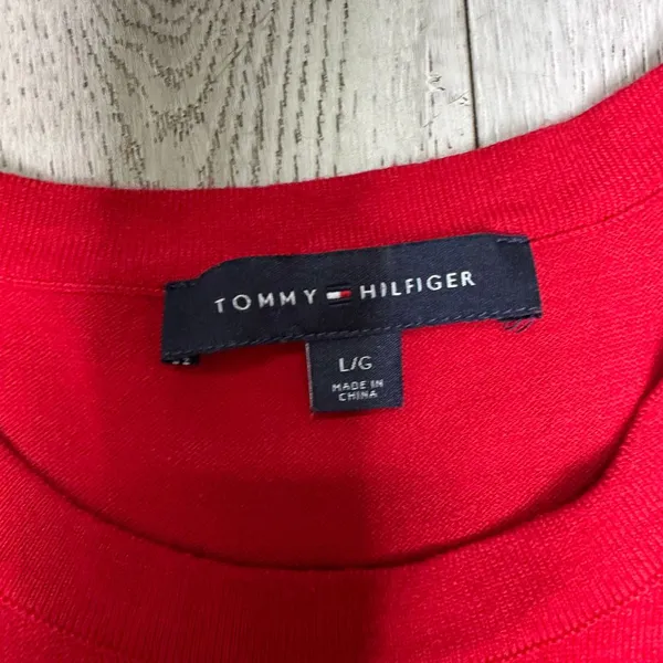 Tommy Hilfiger red Christmas peplum tank holiday‎ knit cotton blend size large - Image 3